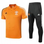 Polo Manchester United Set Completo 2020/2021 Arancione Nero