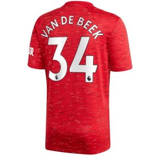 Maglia Manchester United NO.34 Van De Beek Prima 2020/2021 Rosso
