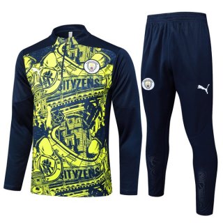 Felpa Allenamento Manchester City 2024/2025 Giallo Blu Felpa Allenamento Manchester City 2024/2025 Giallo Blu