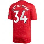 Maglia Manchester United NO.34 Van De Beek Prima 2020/2021 Rosso