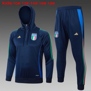 Bambino Felpa Cappuccio Italia 2024/2025 Blu 3 Bambino Felpa Cappuccio Italia 2024/2025 Blu 3