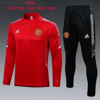 Bambino Felpa Allenamento Manchester United 2022 Rosso Nero Bambino Felpa Allenamento Manchester United 2022 Rosso Nero