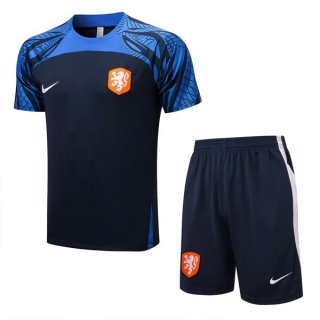 Maglia Formazione Paesi Bassi Set Completo 2022-2023 Nero Blu Maglia Formazione Paesi Bassi Set Completo 2022-2023 Nero Blu