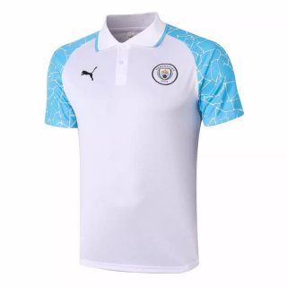 Polo Manchester City 2020/2021 Bianco Blu Polo Manchester City 2020/2021 Bianco Blu