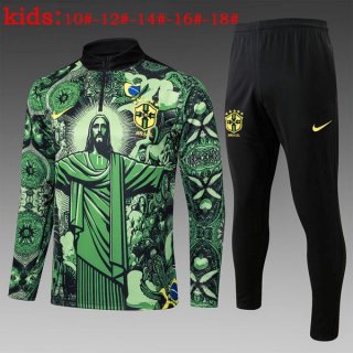 Bambino Felpa Allenamento Brasile 2025/2026 Verde