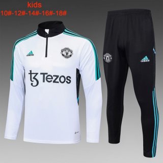 Bambino Felpa Manchester United 2024 Bianco Blu Bambino Felpa Manchester United 2024 Bianco Blu