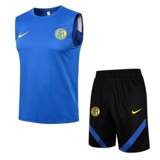 Maglia Inter Milan Senza Maniche Set Completo 2022 Blu