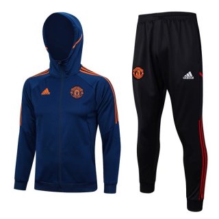 Felpa Cappuccio Manchester United 2024 Blu