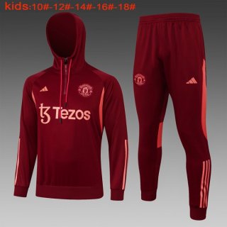 Bambino Felpa Cappuccio Manchester United 2024 Rosso 2