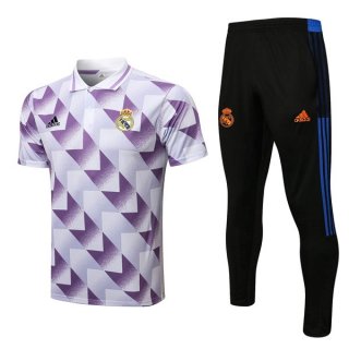 Polo Real Madrid Set Completo 2022-2023 Bianco Porpora