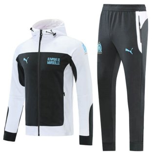 Felpa Cappuccio Marseille 2021/2022 Bianco Nero Felpa Cappuccio Marseille 2021/2022 Bianco Nero