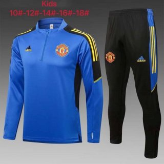Bambino Felpa Allenamento Manchester United 2022 Blu Nero Bambino Felpa Allenamento Manchester United 2022 Blu Nero