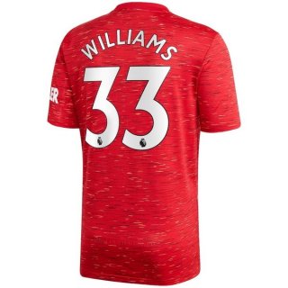 Maglia Manchester United NO.33 Williams Prima 2020/2021 Rosso Maglia Manchester United NO.33 Williams Prima 2020/2021 Rosso