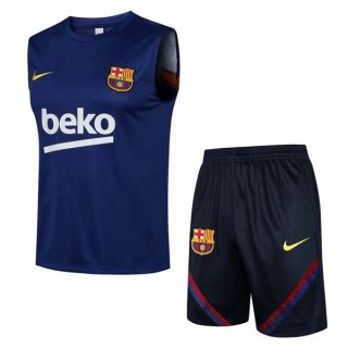 Maglia Barcellona Set Completo Senza Maniche 2022 Blu Nero