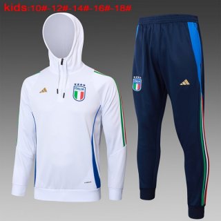 Bambino Felpa Cappuccio Italia 2024/2025 Bianco 3 Bambino Felpa Cappuccio Italia 2024/2025 Bianco 3