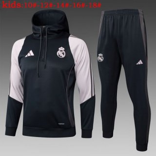 Bambino Felpa Cappuccio Real Madrid 2025/2026 Nero Rosa Bambino Felpa Cappuccio Real Madrid 2025/2026 Nero Rosa