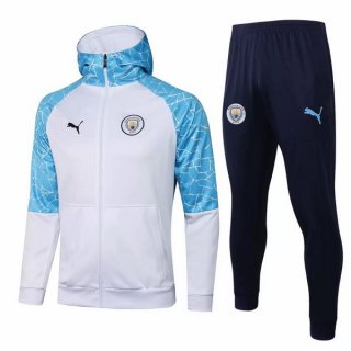 Felpa Cappuccio Manchester City 2021/2022 Blu Bianco