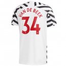 Maglia Manchester United NO.34 Van De Beek Terza 2020/2021 Bianco