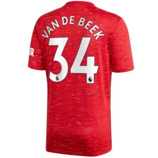 Maglia Manchester United NO.34 Van De Beek Prima 2020/2021 Rosso Maglia Manchester United NO.34 Van De Beek Prima 2020/2021 Rosso