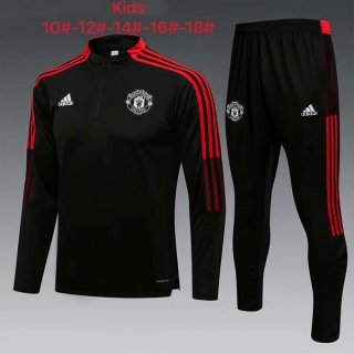 Bambino Felpa Allenamento Manchester United 2022 Nero Rosso Bambino Felpa Allenamento Manchester United 2022 Nero Rosso