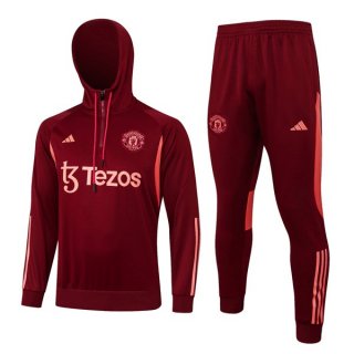 Felpa Cappuccio Manchester United 2024 Rosso 2 Felpa Cappuccio Manchester United 2024 Rosso 2