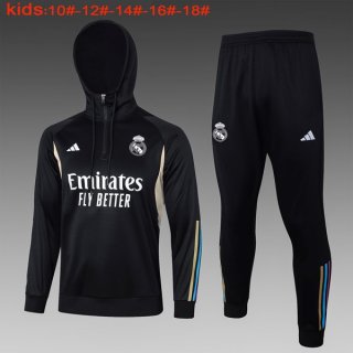 Bambino Felpa Cappuccio Real Madrid 2024 Nero 2